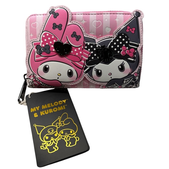 NWT Loungefly - Sanrio My Melody & Kuromi Zip Around Wallet Pink Gray Black - Picture 1 of 11